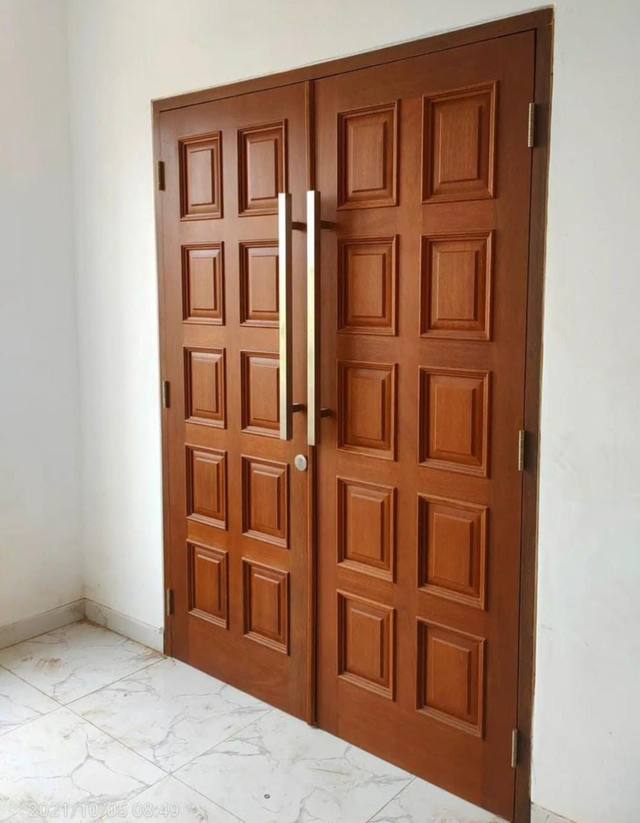 Pintu kayu kamper model panel kembar